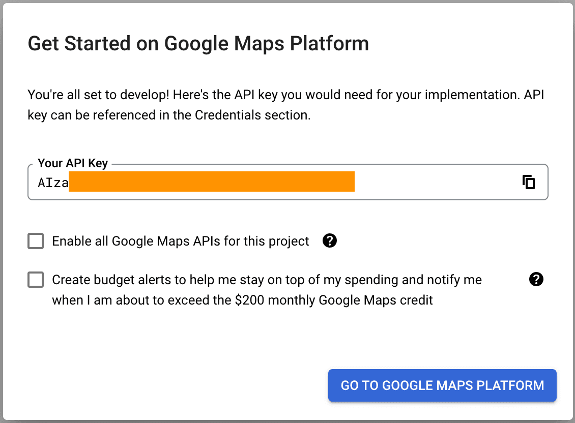 Retreive Google API Key