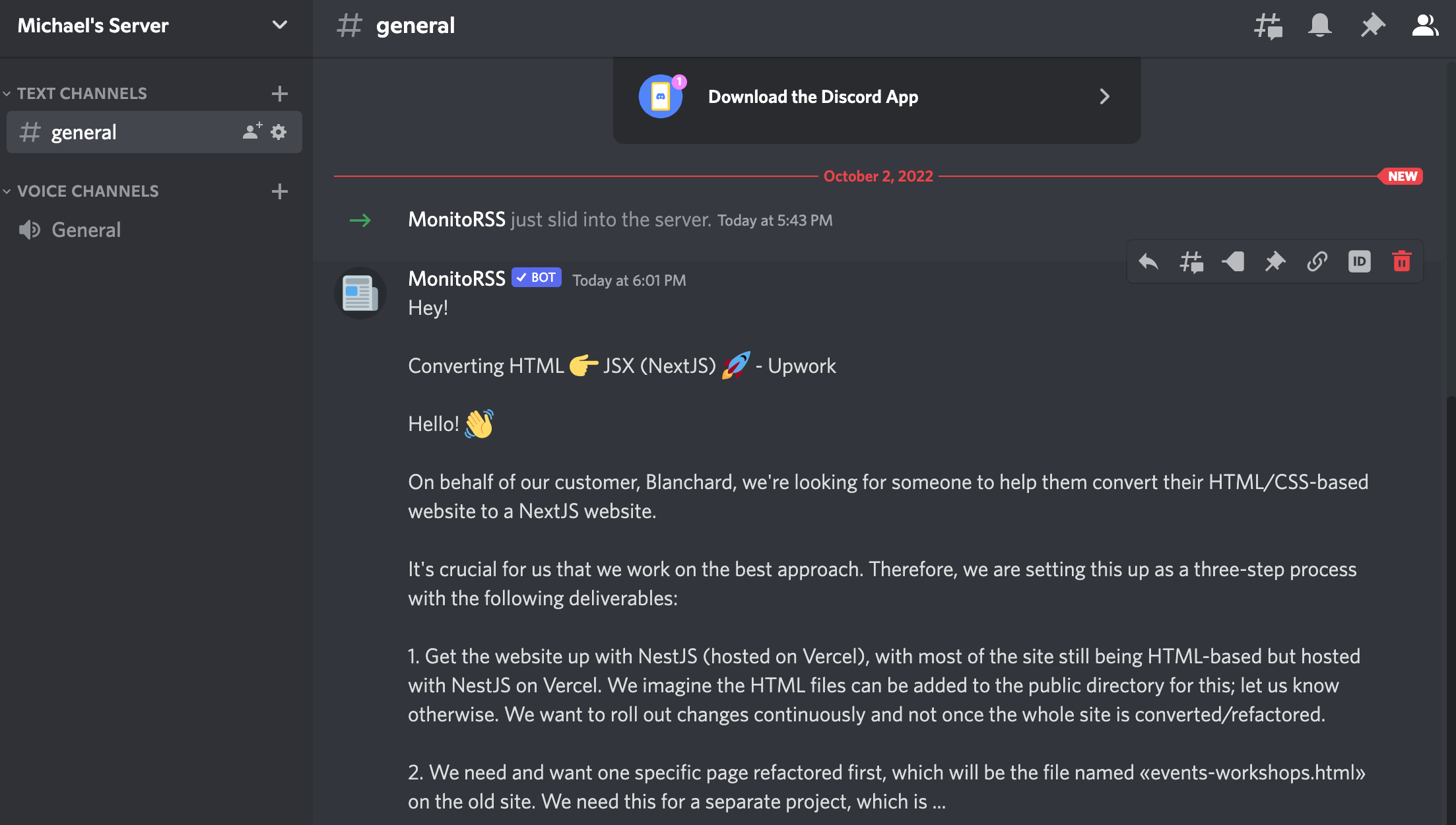 RSS to Discord Successful